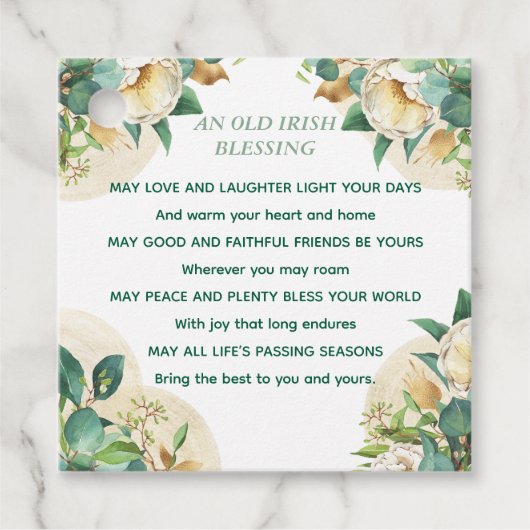 Old Irish Blessing on Gold Dust and Roses Geschenkanhänger (Vorderseite)