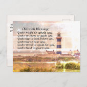 Old Irish Sessing, Leuchtturm an der irischen Küst Postkarte (Vorne/Hinten)