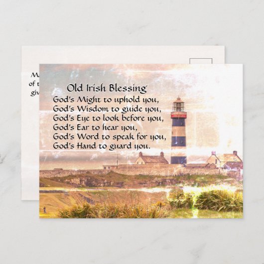 Old Irish Sessing, Leuchtturm an der irischen Küst Postkarte (Vorne/Hinten)