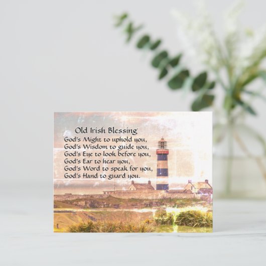 Old Irish Sessing, Leuchtturm an der irischen Küst Postkarte (Stehend Vorderseite)