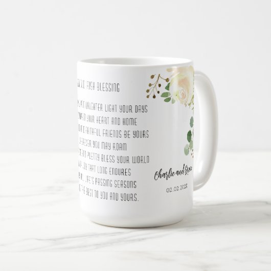 Old Irish Sessing & Personalize Wedding Greenerie Kaffeetasse (VorderseiteRechts)
