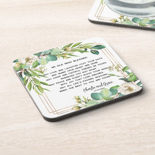 Old Irish Sessing & Wedding Greenery 2 Getränkeuntersetzer (Linke Seite)