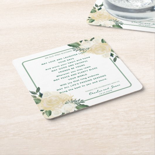 Old Irish Sessing & Wedding Greenery 2 Rechteckiger Pappuntersetzer (angewinkelt)