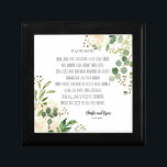 Old Irish Sessing & Wedding Greenery Erinnerungskiste<br><div class="desc">Ein feiner irischer Segen für eine grüne Hochzeit. St. Patricks Saisondesign. Elfenbeinküste Rose mit verschiedenen Aquarellfarben Hochzeitsgrün von Eukalyptus und Beeren. Personalisiert für ein Brautpaar,  aber kann für jeden und jede Veranstaltung,  die diesen irischen Segen schätzen,  angepasst werden.</div>