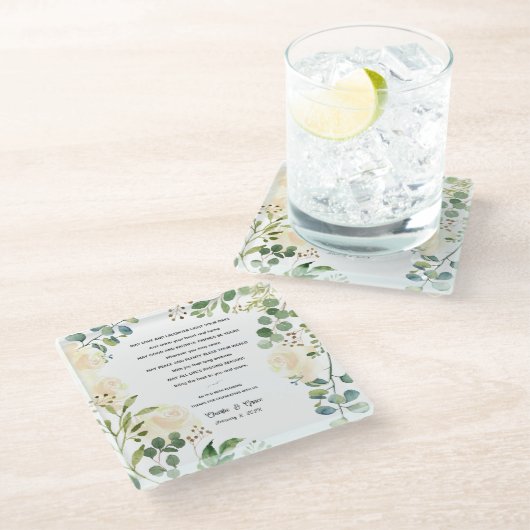 Old Irish Sessing & Wedding Greenery Glasuntersetzer (Schrägansicht)