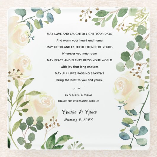 Old Irish Sessing & Wedding Greenery Glasuntersetzer (Vorderseite)