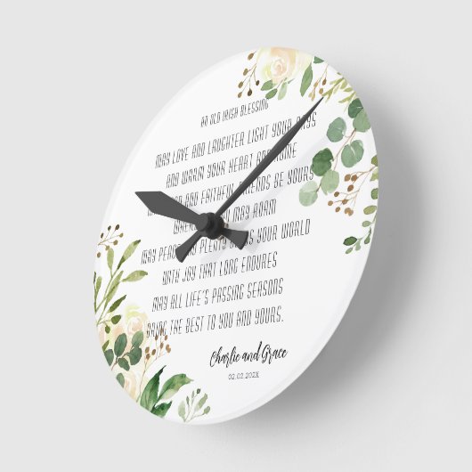 Old Irish Sessing & Wedding Greenery Runde Wanduhr (Winkel)