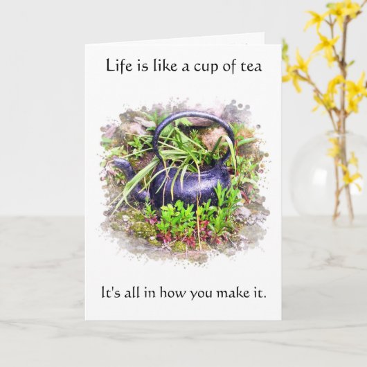 Old Irish Teapot Proverb Card Karte (Gelbe Blume)