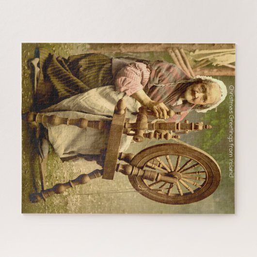Old Irish Wool Spinner Lady, Jigsaw Puzzle (Horizontal)