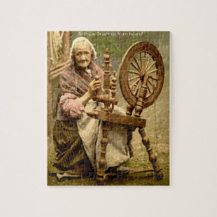 Old Irish Wool Spinner Lady, Jigsaw Puzzle