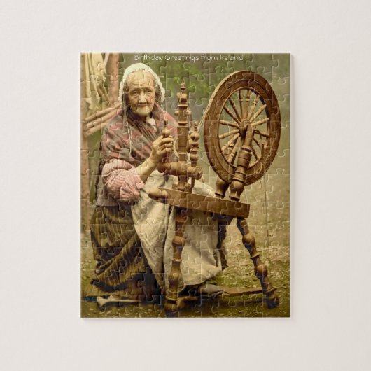Old Irish Wool Spinner Lady, Jigsaw Puzzle (Vertikal)