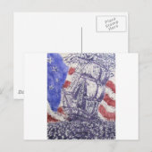 Old Ironsides Woodcut Print Postkarte (Vorne/Hinten)