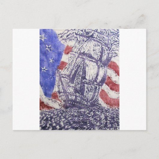 Old Ironsides Woodcut Print Postkarte (Vorderseite)