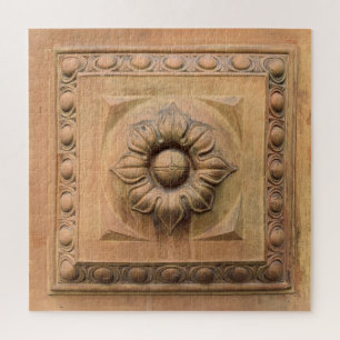 Old Italian terracotta floral plaque, rosette tile Puzzle