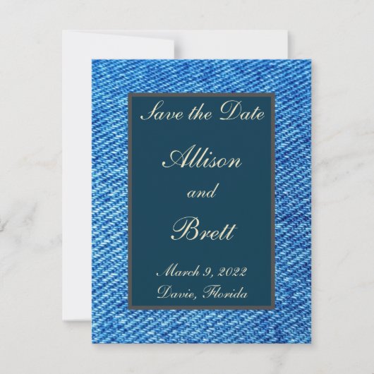 Old Jeans Save the Date Card (Vorderseite)