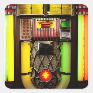 Old Jukebox Quadratischer Aufkleber