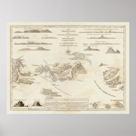 Old Jungfrau Islands Map (1775) St Thomas, St Croi Poster (Vorne)
