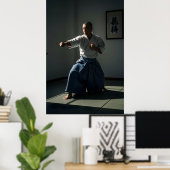 Old Karate Master Performing Kata Poster (Heimbüro)