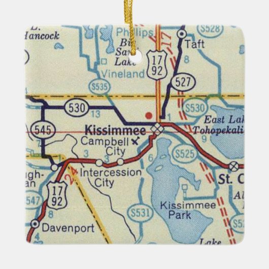 Old Kissimmee Map Keramikornament (Vorderseite)