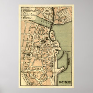 Old Konstanz Germany Map (1887)  Poster
