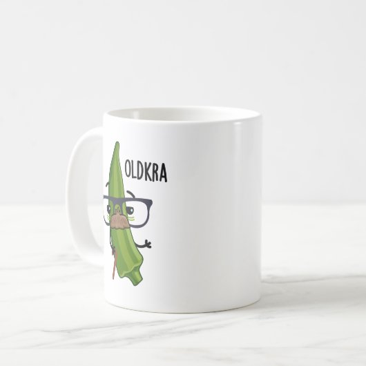 Old-kra Funny Okra Pun Kaffeetasse (Vorderseite Links)