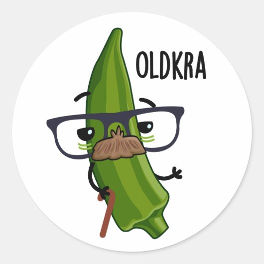 Old-kra Funny Okra Pun Runder Aufkleber (Vorderseite)