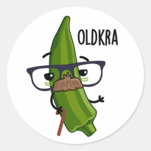 Old-kra Funny Okra Puns Runder Aufkleber