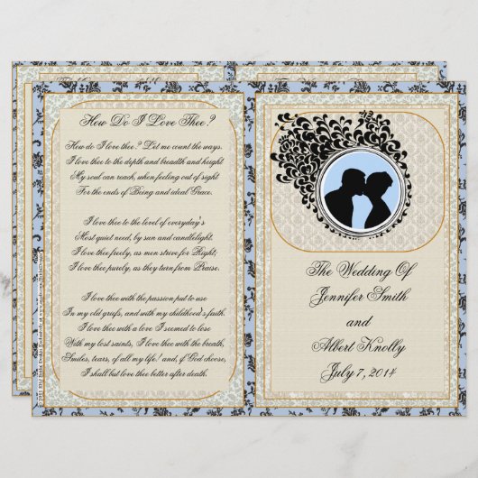 Old Lace Delft Wedding Program (Vorne/Hinten)