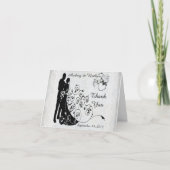 Old Lace Wedding Day Silhouetten Personalisierte K Dankeskarte (Vorderseite)