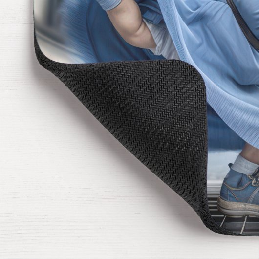 Old Lady auf einem Windy Street Vent Mousepad (Ecke)