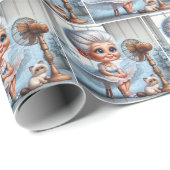 Old Lady Cooling Off In Front of a Retro Fan Geschenkpapier (Rolleneckpunkt)