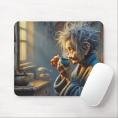 Old Lady Drink Morgenkaffee Mousepad (Mit Mouse)