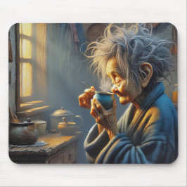 Old Lady Drink Morgenkaffee Mousepad