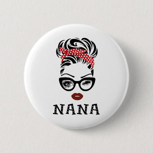 Old Lady Face Bow Byndana Gles Wink Eye Fall Woman Button