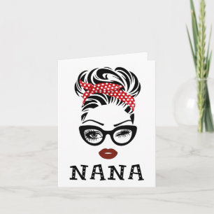 Old Lady Face Bow Byndana Gles Wink Eye Fall Woman Karte