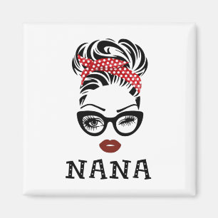 Old Lady Face Bow Byndana Gles Wink Eye Fall Woman Magnet
