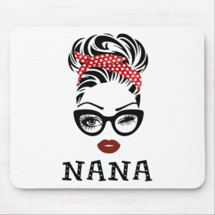 Old Lady Face Bow Byndana Gles Wink Eye Fall Woman Mousepad