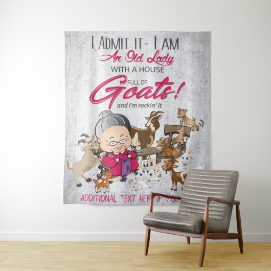 Old Lady House Full of Goats Wandteppich (Beispiel)