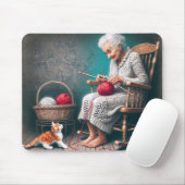 Old Lady Knitting Mousepad (Mit Mouse)
