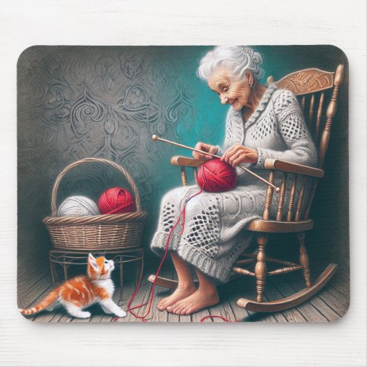 Old Lady Knitting Mousepad (Vorne)