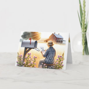 Old Lady liest einen Geburtstagsbrief von Friends Karte