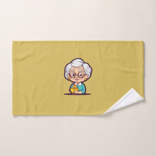 Old Lady mit Chicken Badehandtücher Badhandtuch Set (Handtuch)