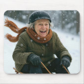 Old Lady Sledding Downhill Mousepad (Vorne)