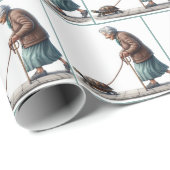 Old Lady Walking a Pet Turtle Geschenkpapier (Rolleneckpunkt)