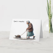 Old Lady Walking a Pet Turtle Karte (Vorderseite)