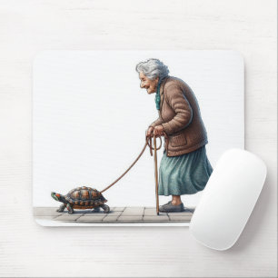 Old Lady Walking ihre Schildkröte Mousepad