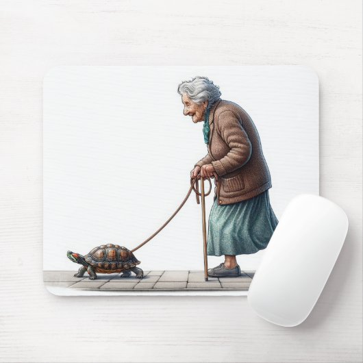 Old Lady Walking ihre Schildkröte Mousepad (Mit Mouse)