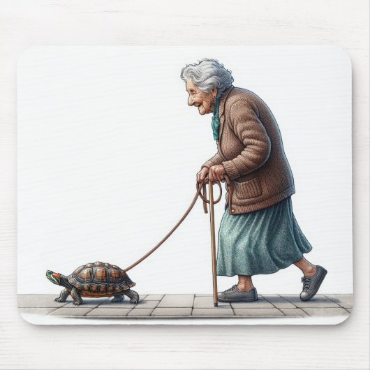 Old Lady Walking ihre Schildkröte Mousepad (Vorne)
