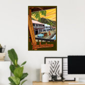 Old Lahaina, Hawaii Surf Reiseplakat Poster (Heimbüro)