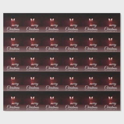 Old Lantern Light Frohe Weihnachtsskriptfamilie Geschenkpapier (Flach)